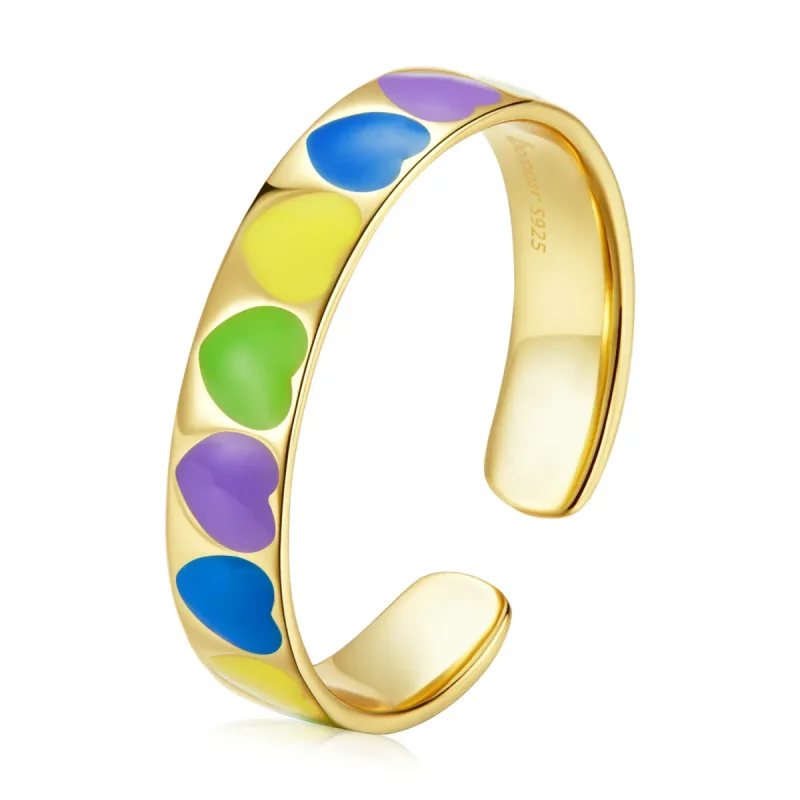 (image for) PANDORA Style Colorful Hearts Open Ring - BSR222 - Product Image
