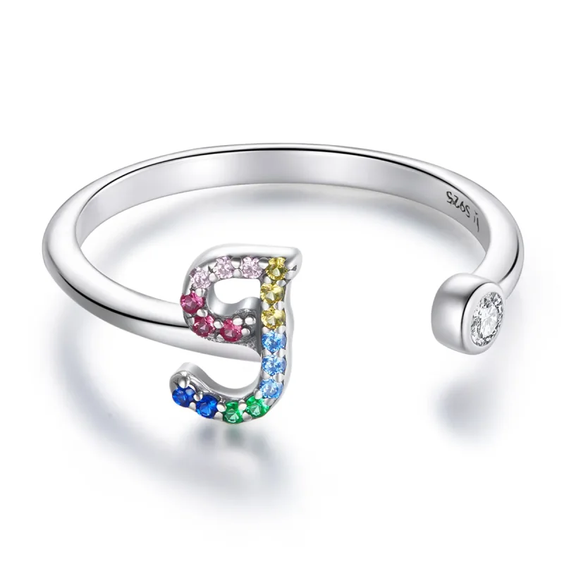 (image for) PANDORA Style Colorful Letter-J Open Ring - SCR723-J - Product Image