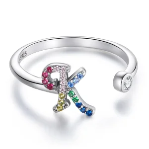 (image for) PANDORA Style Colorful Letter-K Open Ring - SCR723-K