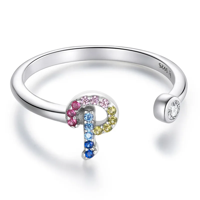 (image for) PANDORA Style Colorful Letter-P Open Ring - SCR723-P - Product Image