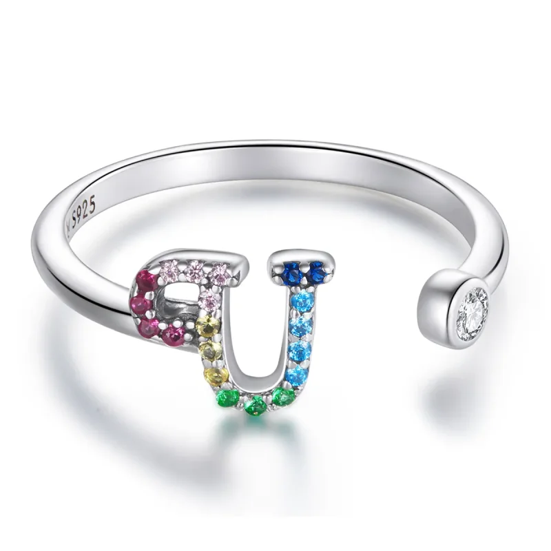 (image for) PANDORA Style Colorful Letter-U Open Ring - SCR723-U - Product Image