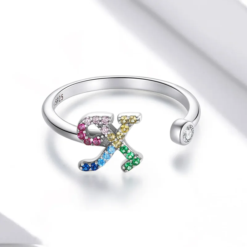 (image for) PANDORA Style Colorful Letter-X Open Ring - SCR723-X - View 3