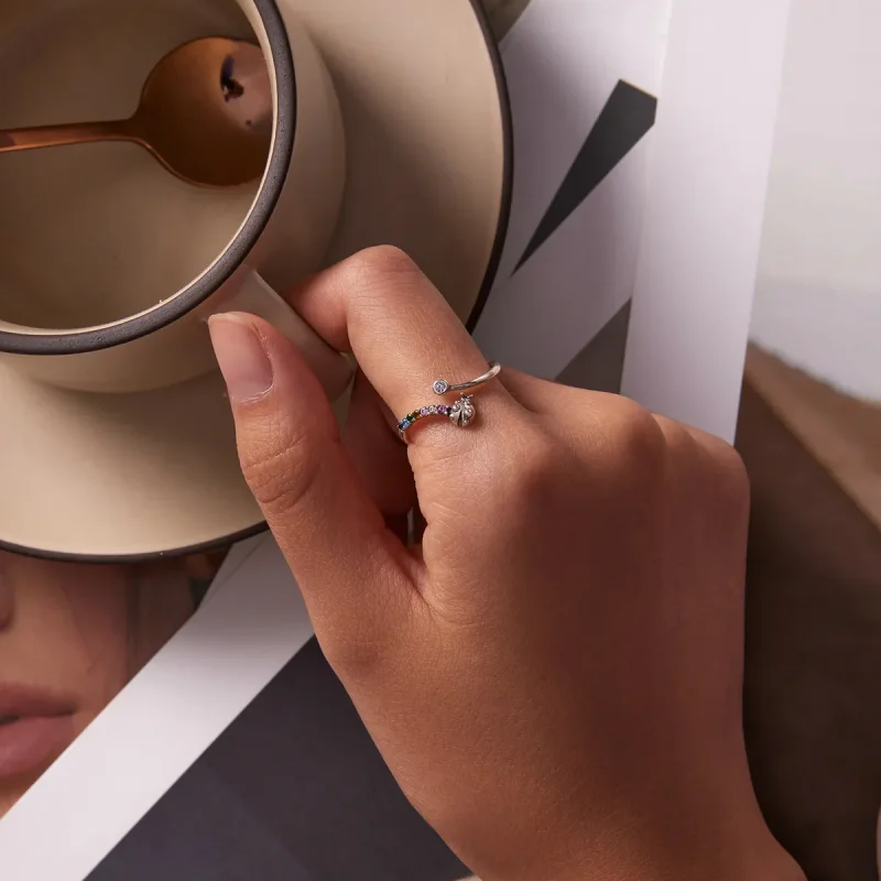 (image for) PANDORA Style Colorful Zirconium Ladybug Open Ring - SCR785 - View 5