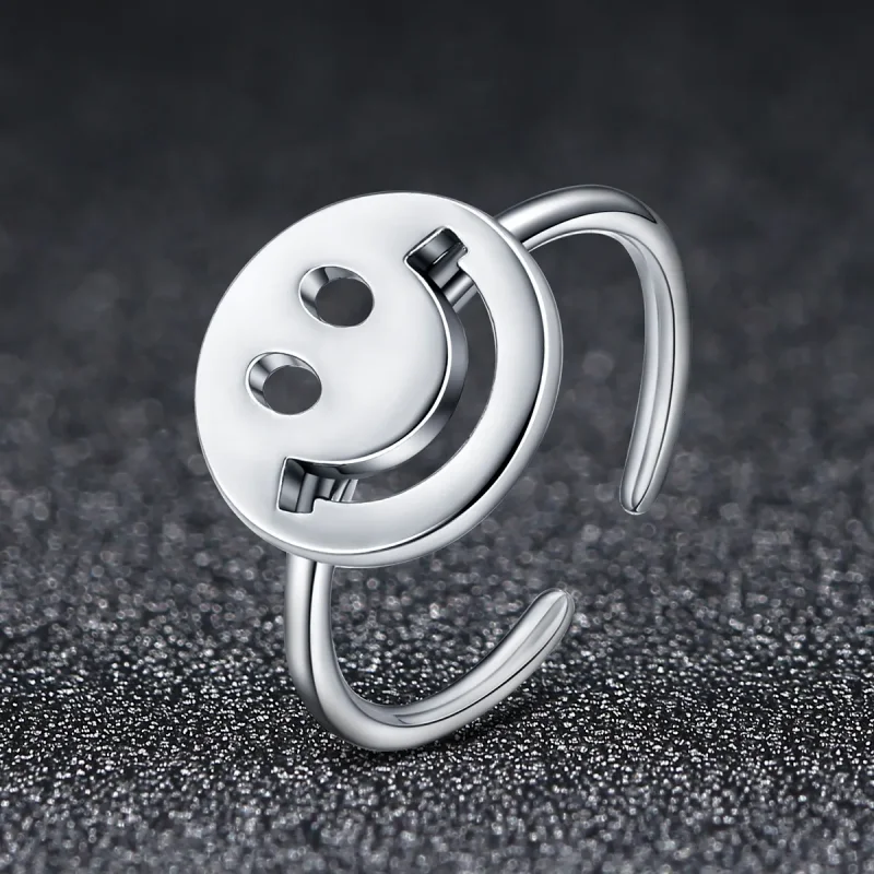 (image for) PANDORA Style Cute Smiley Face Open Ring - VSR117 - View 2