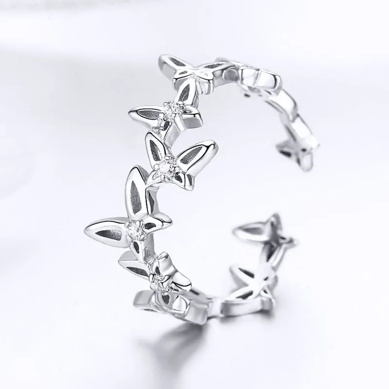 (image for) PANDORA Style Dancing Butterflies Open Ring - BSR027 - View 2