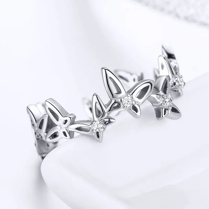 (image for) PANDORA Style Dancing Butterflies Open Ring - BSR027 - View 3