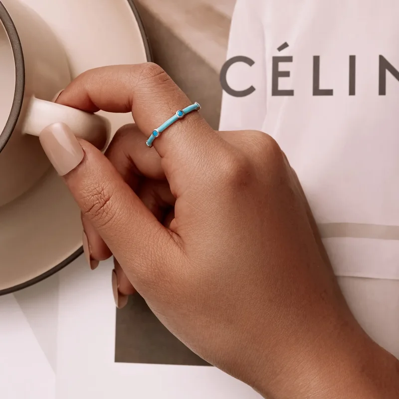 (image for) PANDORA Style Delicate Turquoise Open Ring - SCR813 - View 8