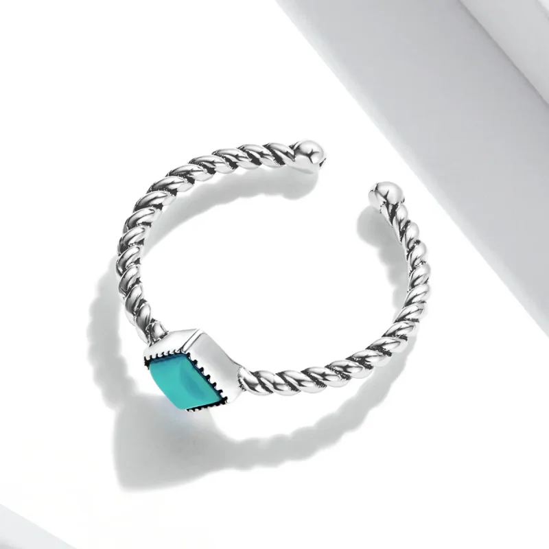 (image for) PANDORA Style Geometric Turquoise Open Ring - SCR753 - View 4