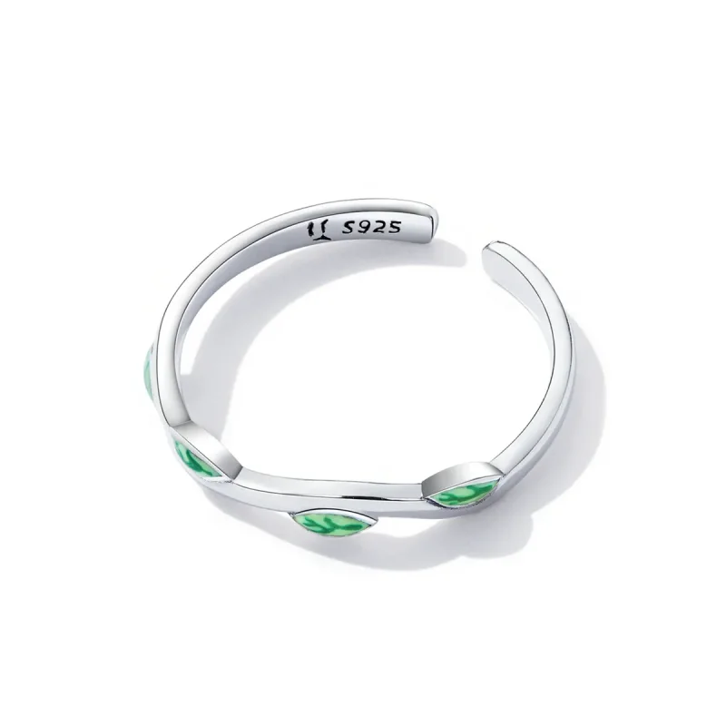 (image for) PANDORA Style Green Leaves Open Ring - SCR808 - View 3