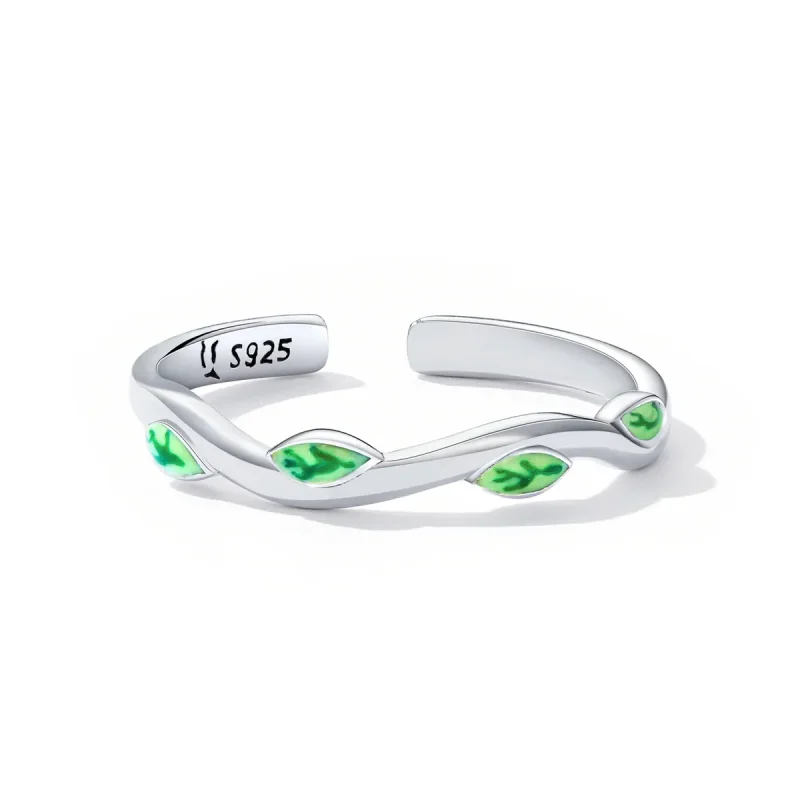 (image for) PANDORA Style Green Leaves Open Ring - SCR808 - View 4