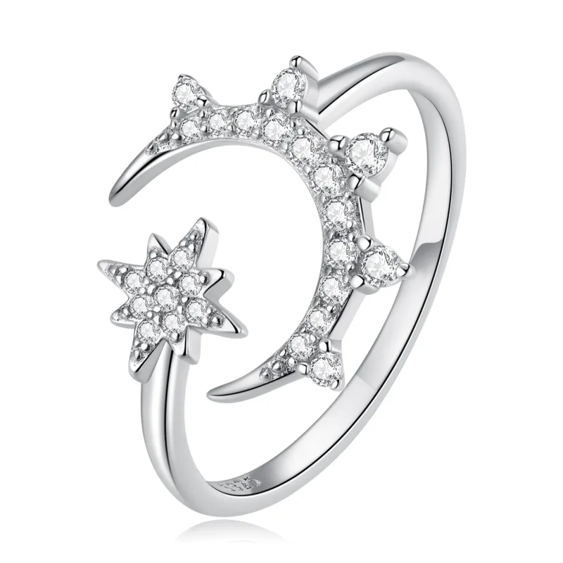 (image for) PANDORA Style Moon and Stars Open Ring - BSR300 - Product Image