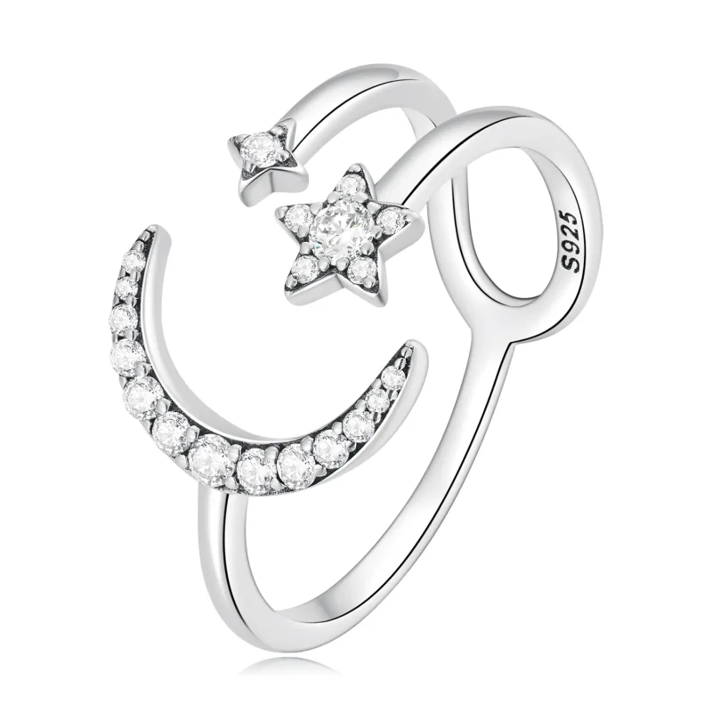 (image for) PANDORA Style Moon and Stars Open Ring - BSR305 - Product Image