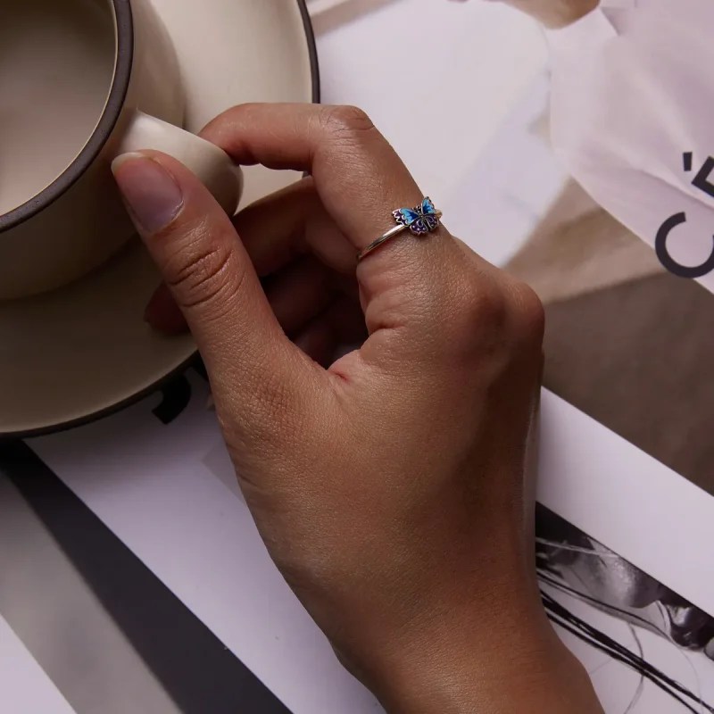 (image for) PANDORA Style Retro Butterfly Open Ring - SCR802 - View 5