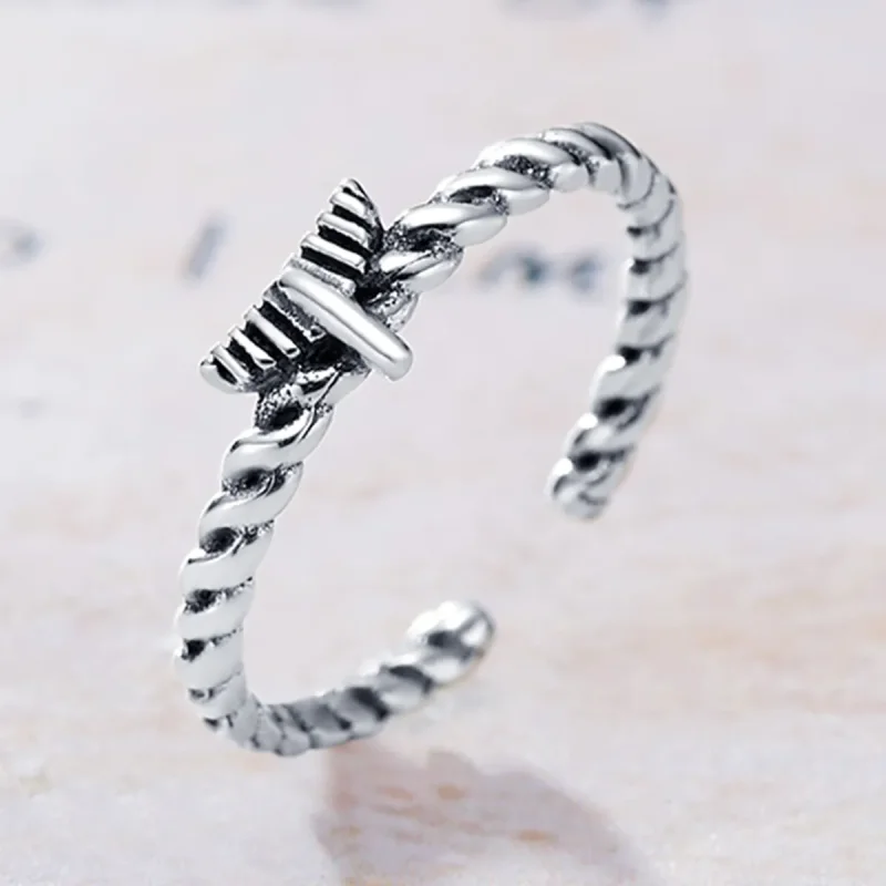 (image for) PANDORA Style Retro Nostalgic Hemp Rope Open Ring - VSR064 - View 3