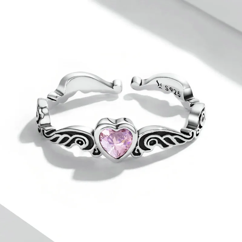 (image for) PANDORA Style Retro Pattern - Heart Open Ring - SCR766 - View 3