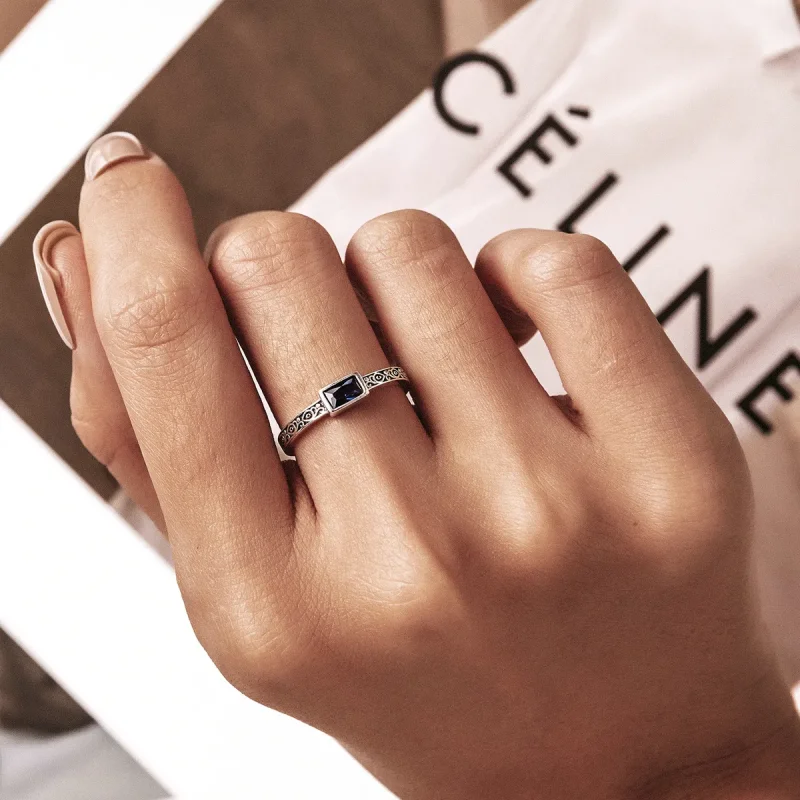 (image for) PANDORA Style Retro Pattern - Zirconium Open Ring - SCR768 - View 6