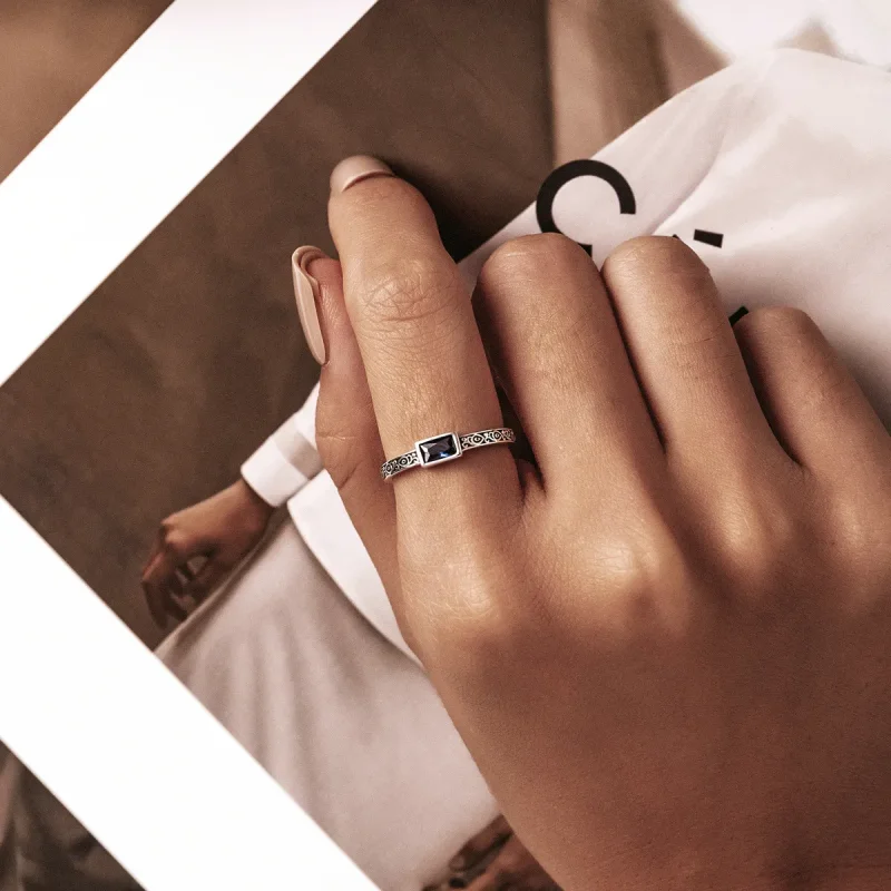 (image for) PANDORA Style Retro Pattern - Zirconium Open Ring - SCR768 - View 7