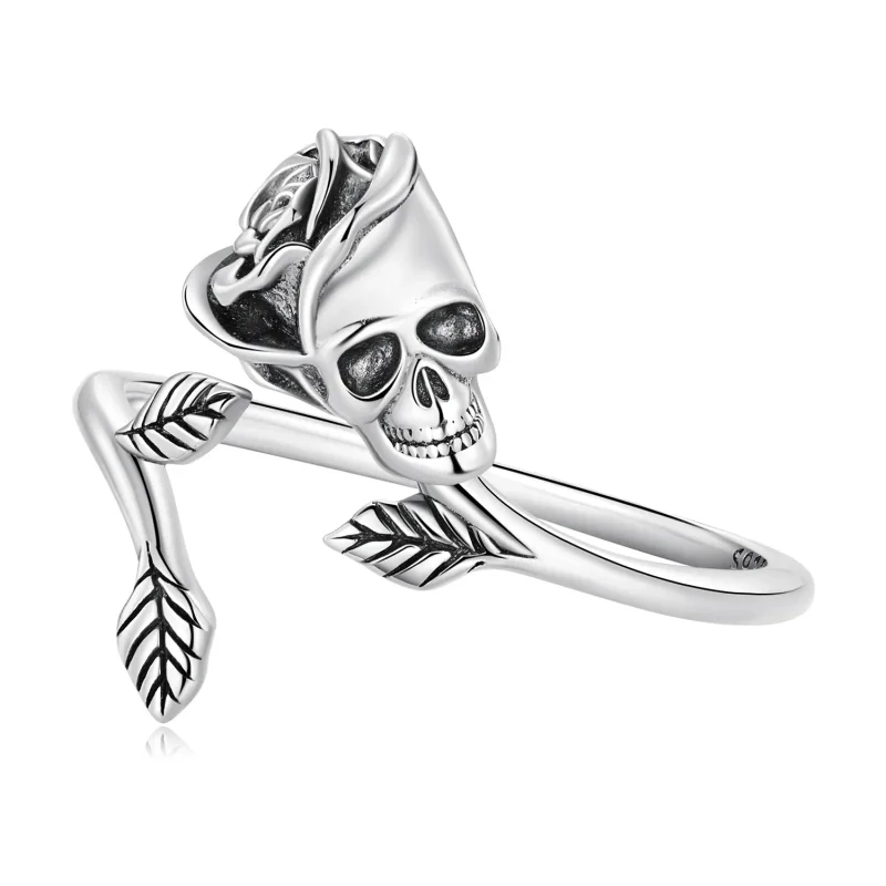 (image for) PANDORA Style Skull Rose Open Ring - SCR879 - Product Image