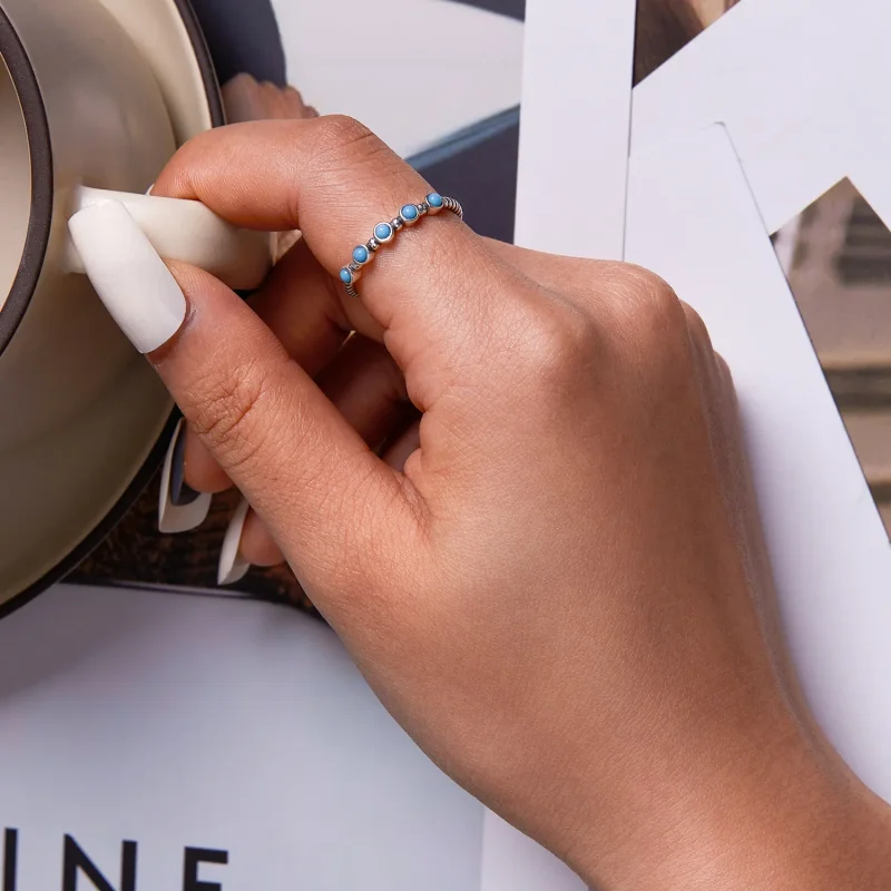 (image for) PANDORA Style Turquoise Twist Open Ring - SCR823 - View 7