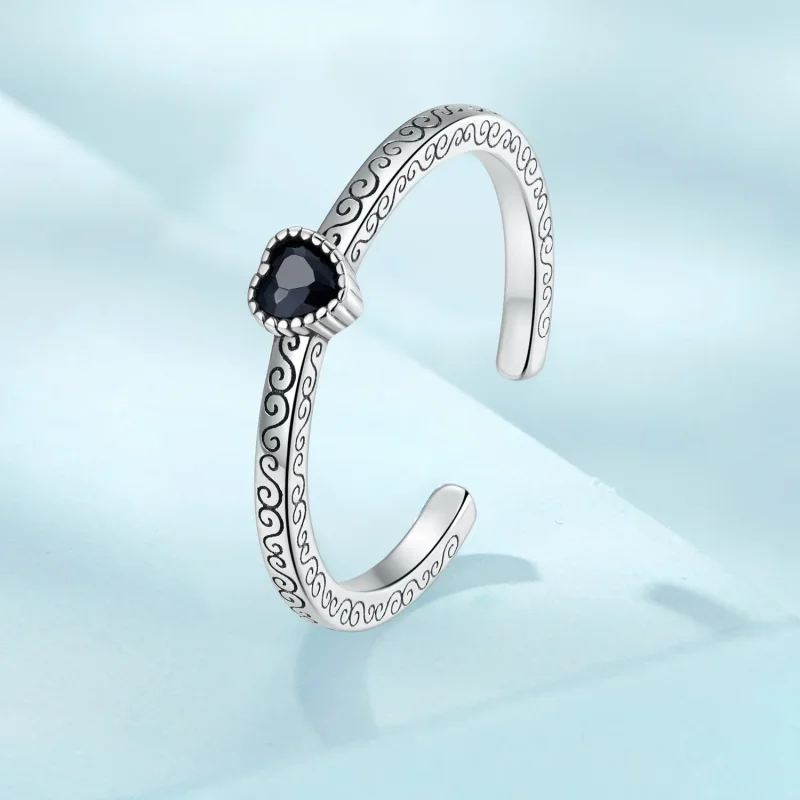 (image for) PANDORA Style Vintage Black Zircon Open Ring - SCR878 - View 2