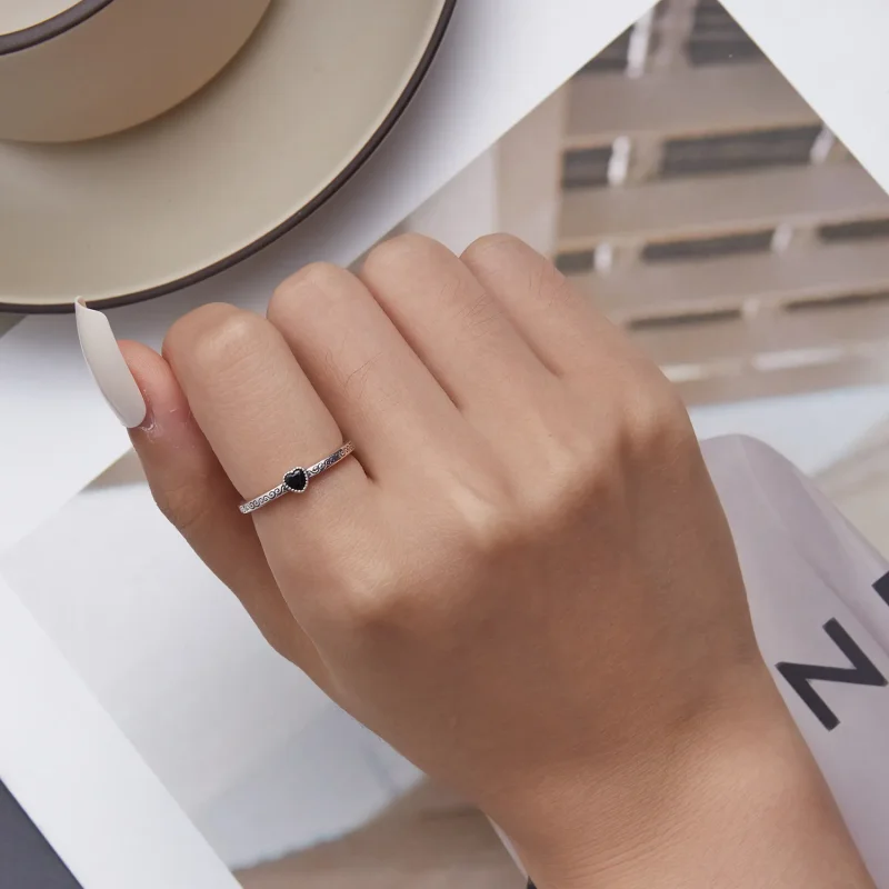 (image for) PANDORA Style Vintage Black Zircon Open Ring - SCR878 - View 6