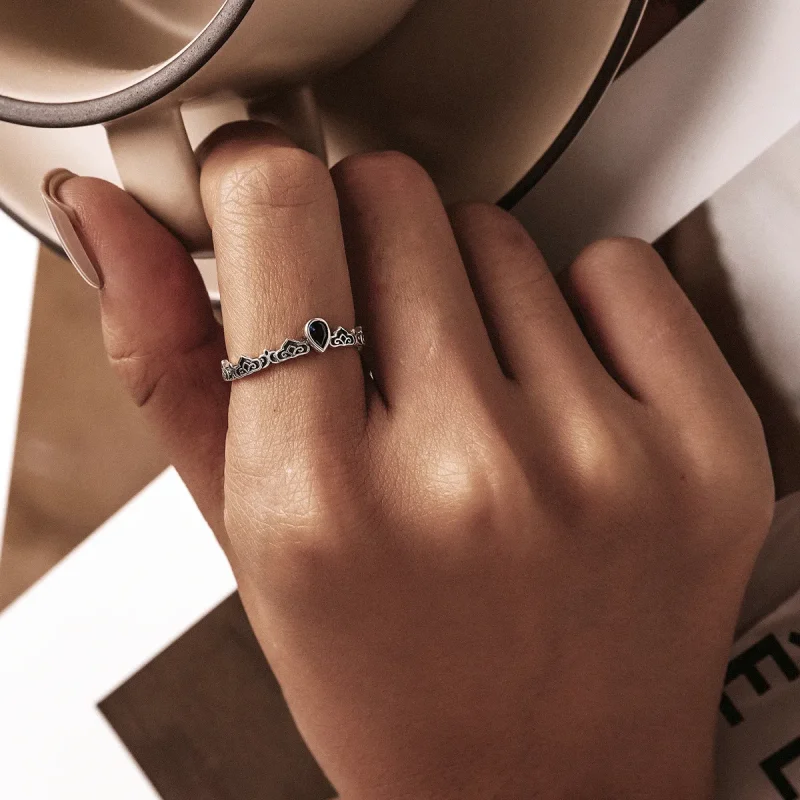 (image for) PANDORA Style Vintage Pattern - Water Drops Open Ring - SCR767 - View 6