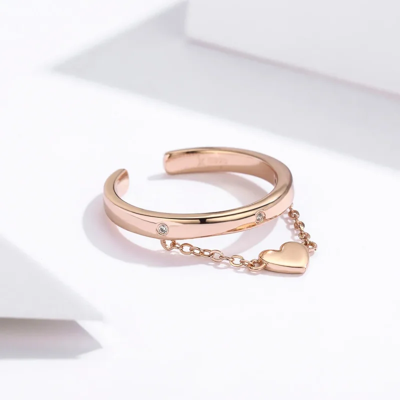 (image for) Pandora Style Rose Gold Open Ring, Love Light - SCR572 - View 2