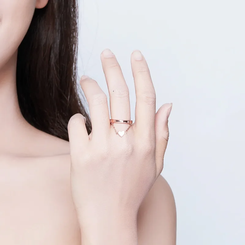 (image for) Pandora Style Rose Gold Open Ring, Love Light - SCR572 - View 5