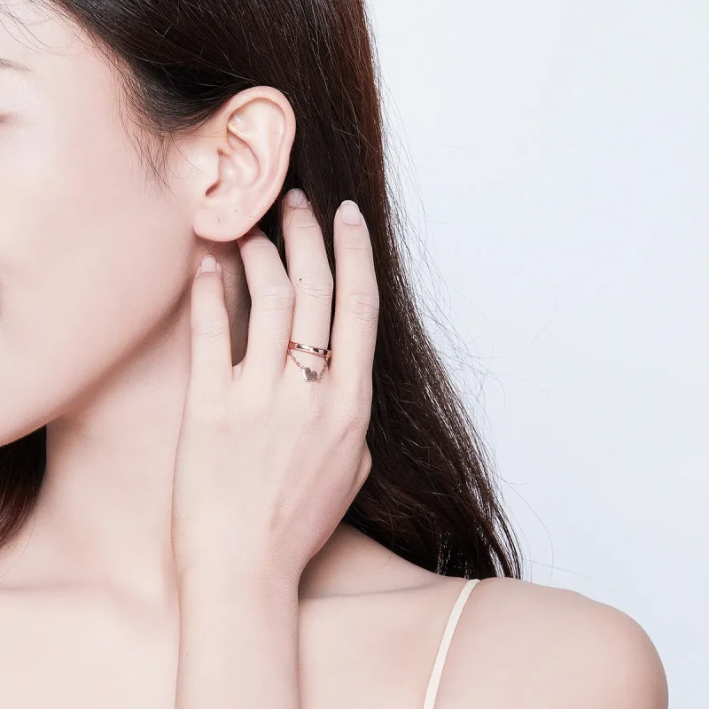 (image for) Pandora Style Rose Gold Open Ring, Love Light - SCR572 - View 6