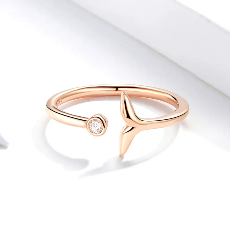 (image for) Pandora Style Rose Gold Open Ring, Mermaid Tear - SCR618-C - View 3