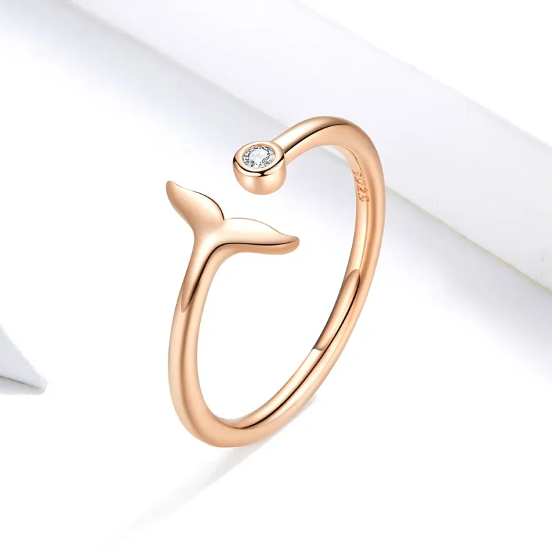 (image for) Pandora Style Rose Gold Open Ring, Mermaid Tear - SCR618-C - View 4
