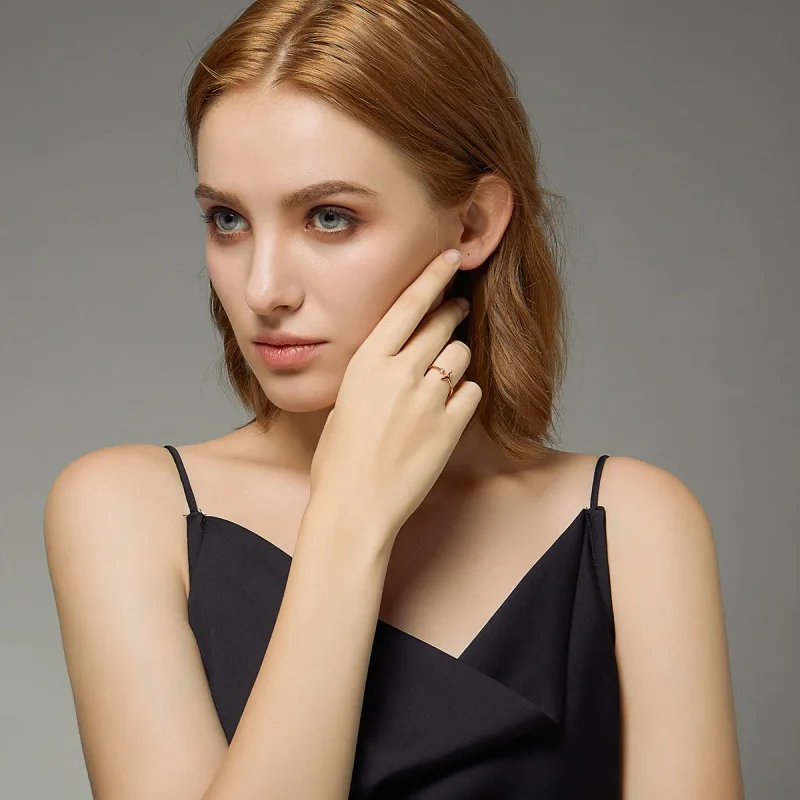 (image for) Pandora Style Rose Gold Open Ring, Mermaid Tear - SCR618-C - View 5