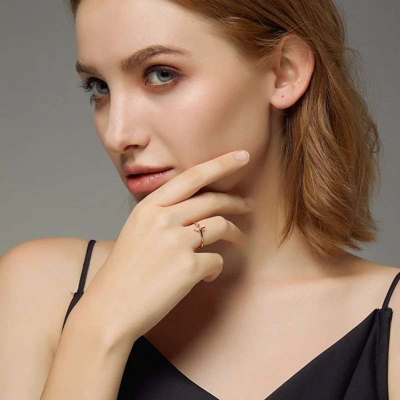 (image for) Pandora Style Rose Gold Open Ring, Mermaid Tear - SCR618-C - View 6