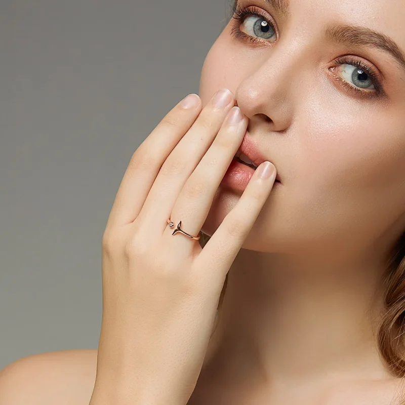 (image for) Pandora Style Rose Gold Open Ring, Mermaid Tear - SCR618-C - View 7