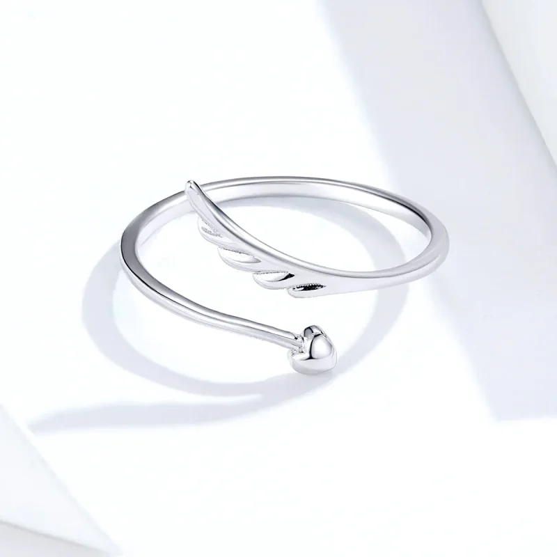 (image for) Pandora Style Silver Open Ring, Angel Wing - SCR567 - View 2