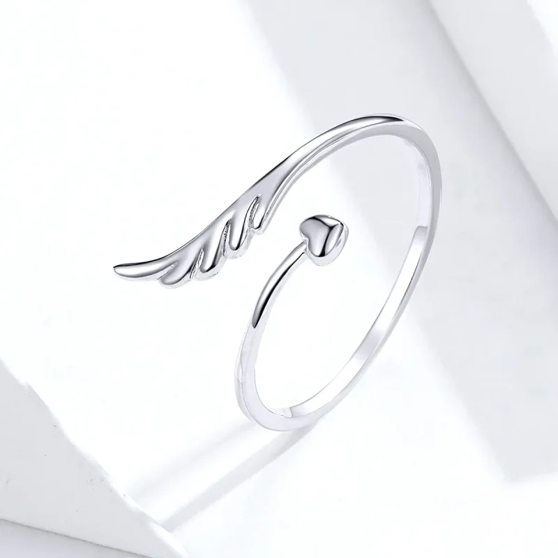 (image for) Pandora Style Silver Open Ring, Angel Wing - SCR567 - View 4