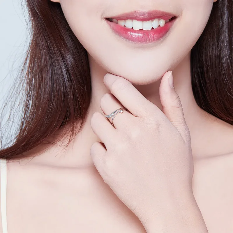 (image for) Pandora Style Silver Open Ring, Angel Wing - SCR567 - View 5