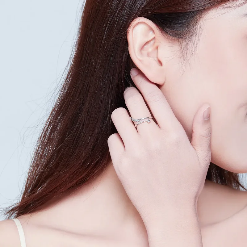 (image for) Pandora Style Silver Open Ring, Angel Wing - SCR567 - View 7