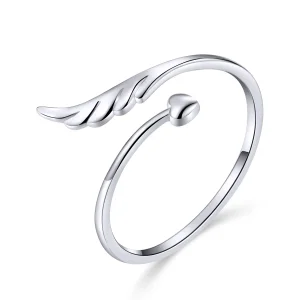 (image for) Pandora Style Silver Open Ring, Angel Wing - SCR567