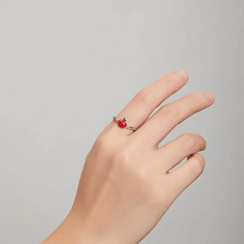 (image for) Pandora Style Silver Open Ring, Apple, Multicolor Enamel - SCR708 - View 5