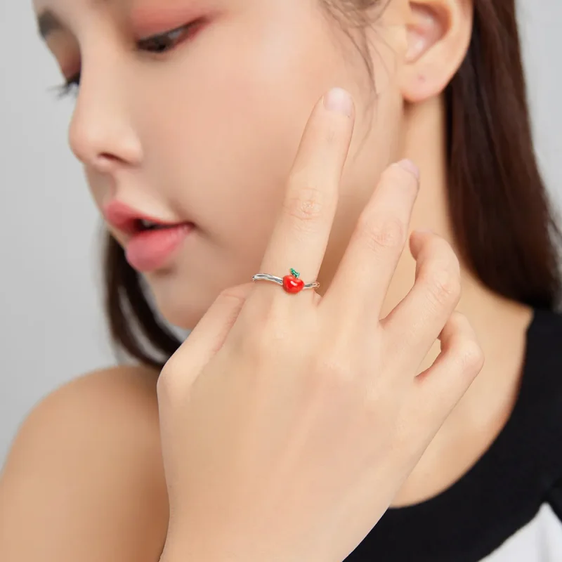 (image for) Pandora Style Silver Open Ring, Apple, Multicolor Enamel - SCR708 - View 6