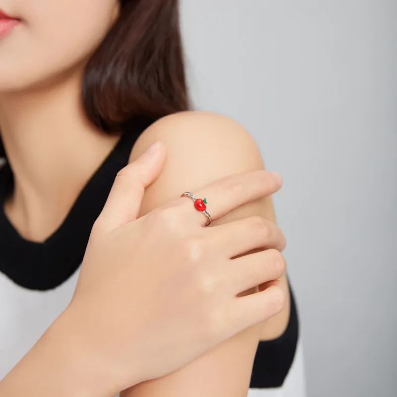 (image for) Pandora Style Silver Open Ring, Apple, Multicolor Enamel - SCR708 - View 7