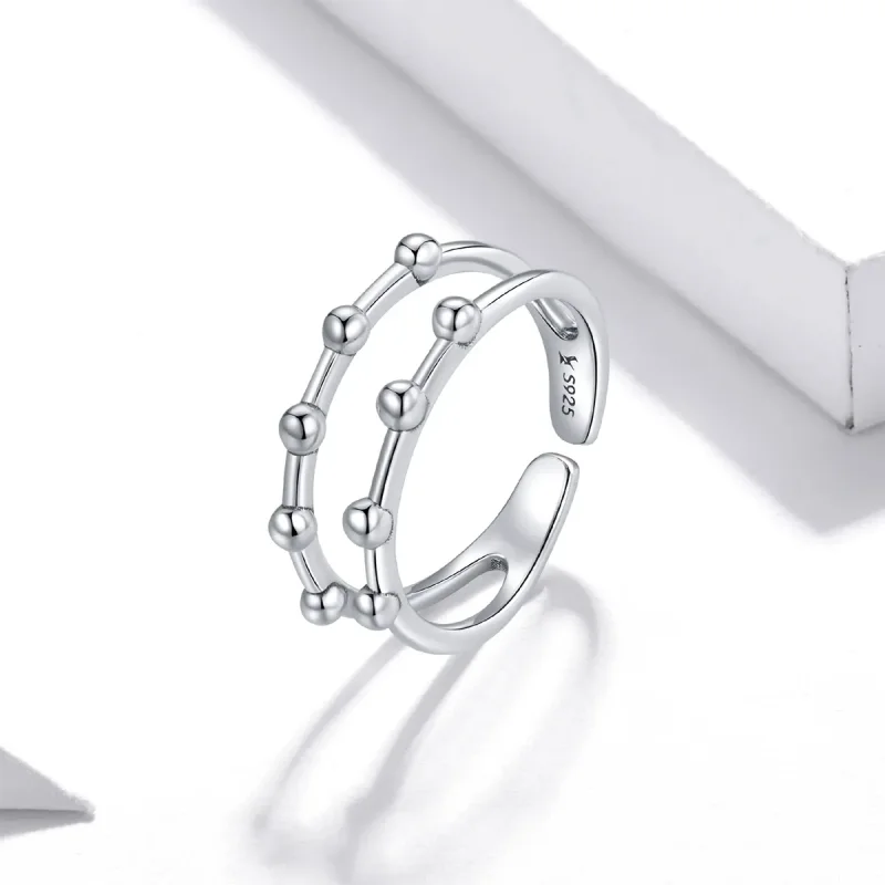 (image for) Pandora Style Silver Open Ring, Bean Bead - SCR719 - View 2