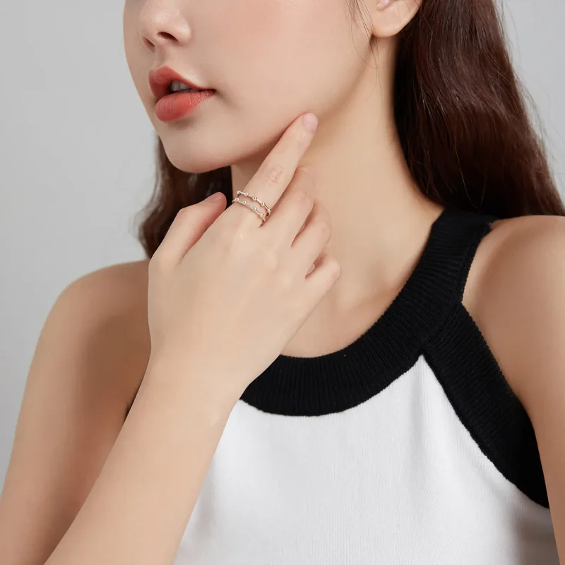 (image for) Pandora Style Silver Open Ring, Bean Bead - SCR719 - View 5