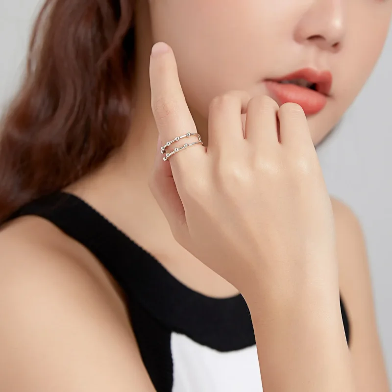 (image for) Pandora Style Silver Open Ring, Bean Bead - SCR719 - View 7