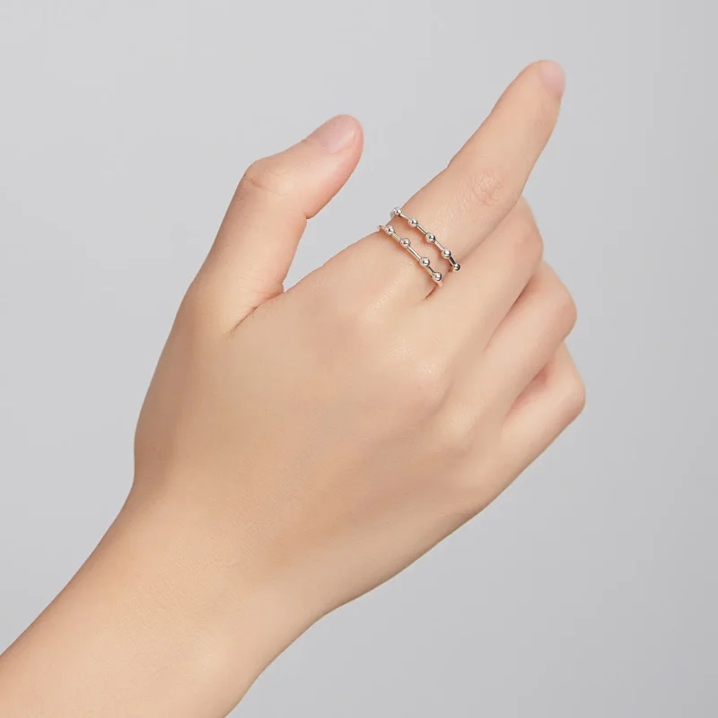 (image for) Pandora Style Silver Open Ring, Bean Bead - SCR719 - View 8