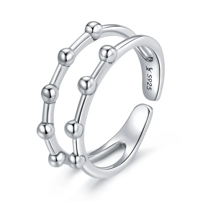 (image for) Pandora Style Silver Open Ring, Bean Bead - SCR719 - Product Image