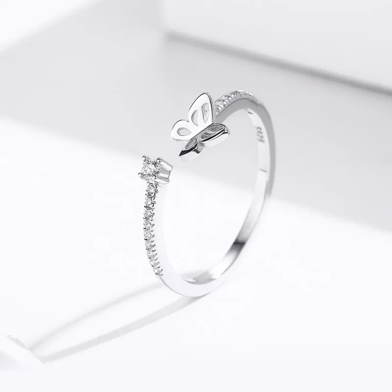 (image for) Pandora Style Silver Open Ring, Butterfly - SCR550 - View 2
