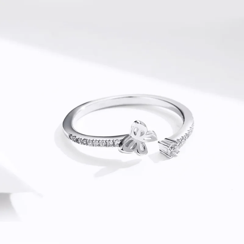 (image for) Pandora Style Silver Open Ring, Butterfly - SCR550 - View 4