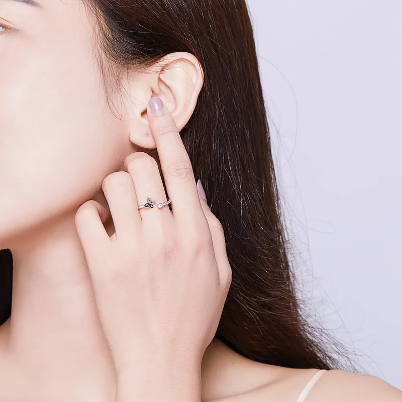 (image for) Pandora Style Silver Open Ring, Butterfly - SCR550 - View 7